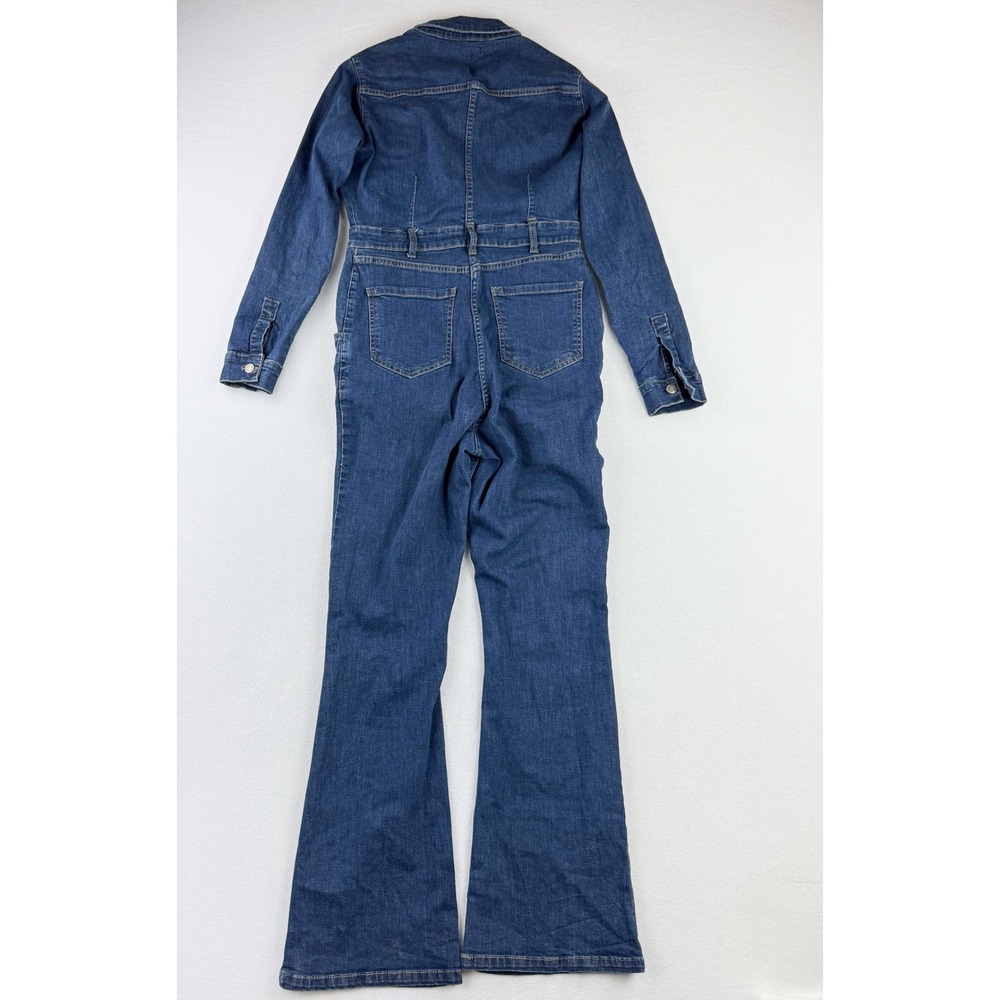 Nasty Gal Denim Jumpsuit Size 8 Long‎ Sleeve Button Up Collar Womens Blue Denim - Picture 2 of 11